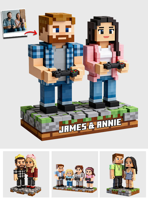 Game Couple, Couple Gift Idea - Personalized Block World Custom Shaped Acrylic Plaque