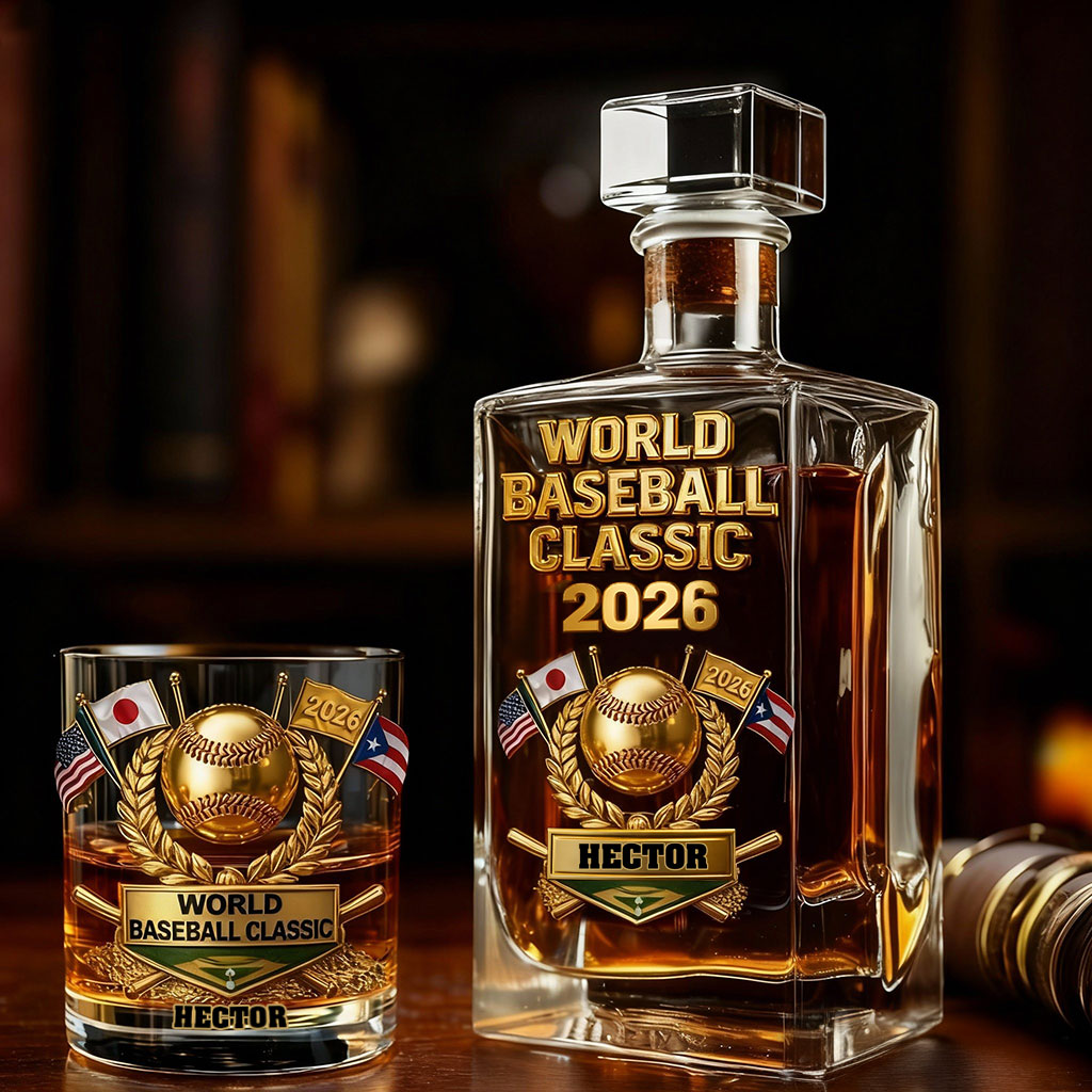 The World Baseball 2026 - Personalized Baseball Whiskey Decanter Set