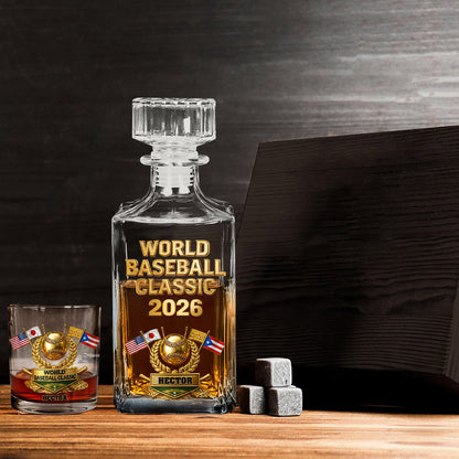 The World Baseball 2026 - Personalized Baseball Whiskey Decanter Set