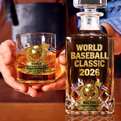 The World Baseball 2026 - Personalized Baseball Whiskey Decanter Set