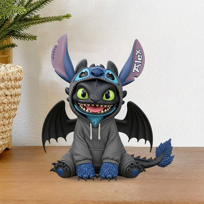 Cute Alien Dragon Character - Personalized Ohana Custom Shaped Acrylic Plaque