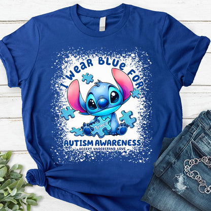I Wear Blue For Autism Awareness - Personalized Autism Awareness T-shirt And Hoodie