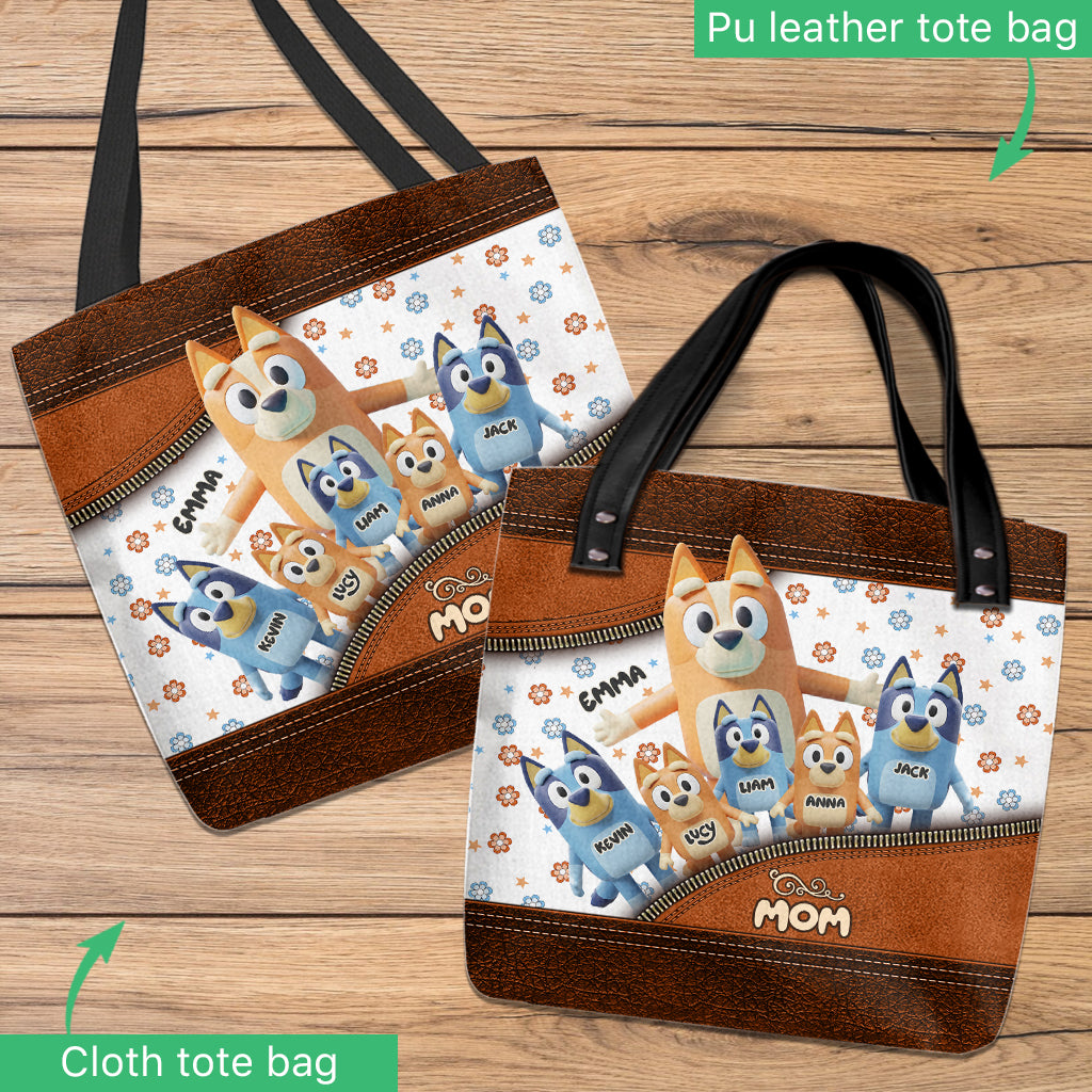 Best Mom Ever - Personalized Blue Dog Tote Bag