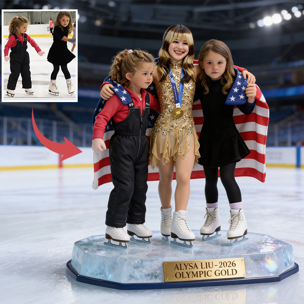 Custom With The Gold Medalist - Personalized Ice Skating Custom Shaped Acrylic Plaque