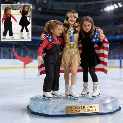 Custom With The Gold Medalist - Personalized Ice Skating Custom Shaped Acrylic Plaque
