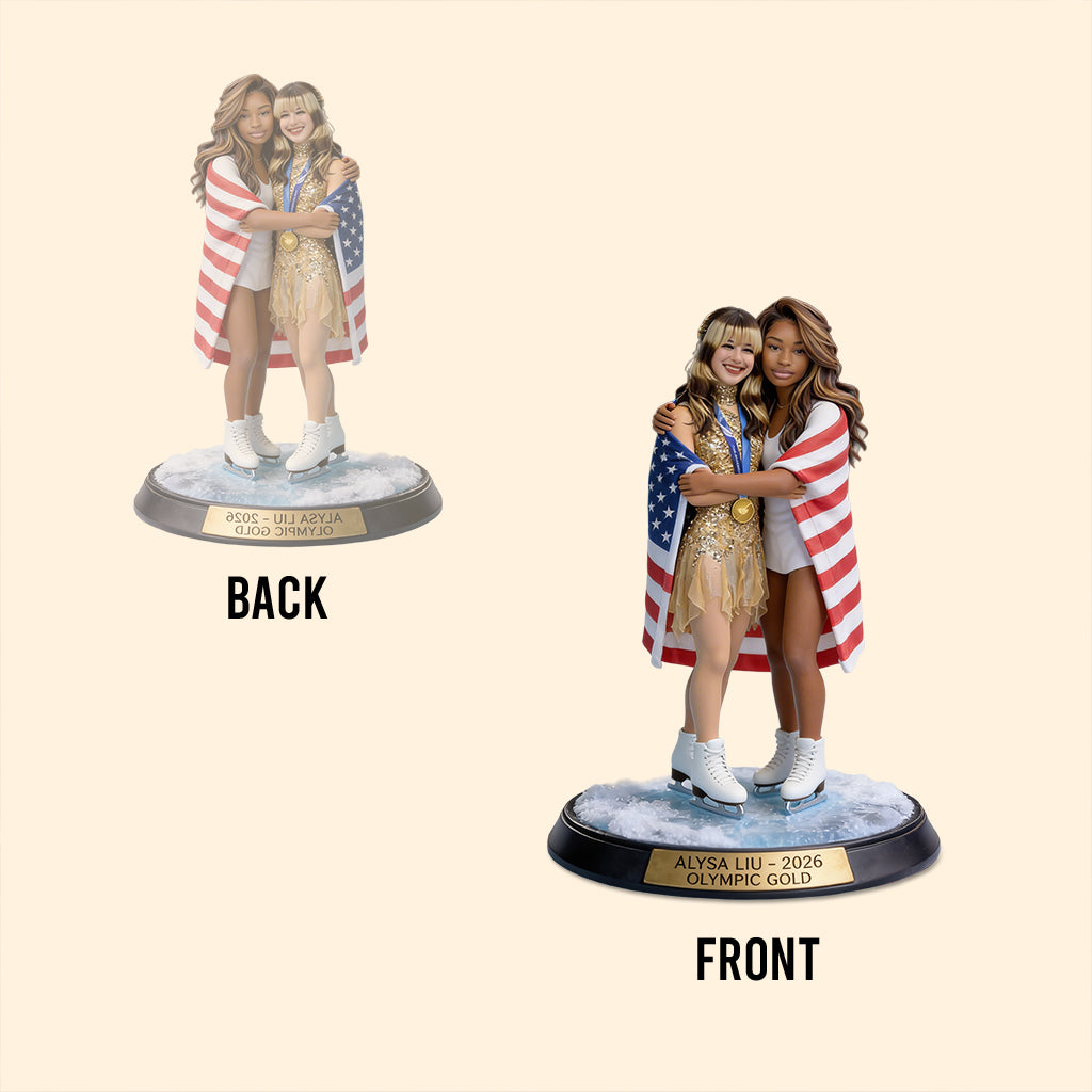 Custom With The Gold Medalist - Personalized Ice Skating Custom Shaped Acrylic Plaque
