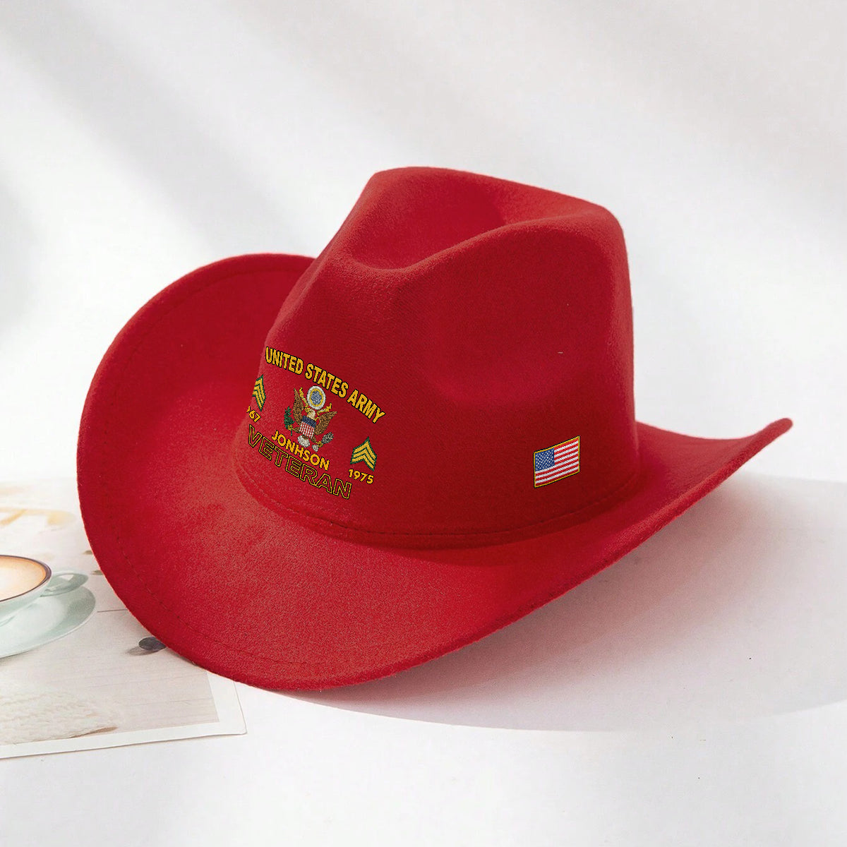 Strong Veteran - Personalized Veteran Wide Brim Cowboy Hat