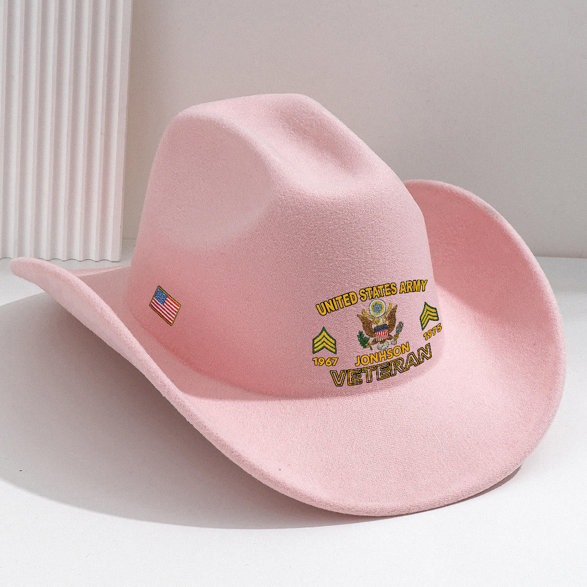 Strong Veteran - Personalized Veteran Wide Brim Cowboy Hat