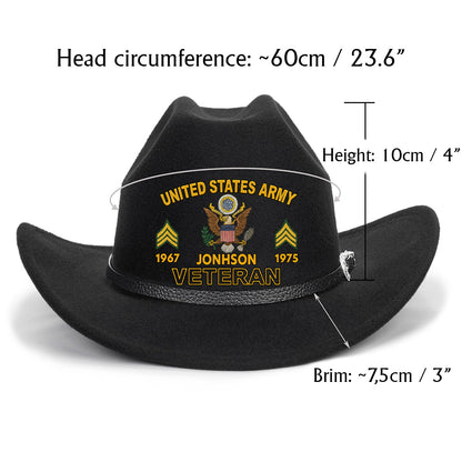 Strong Veteran - Personalized Veteran Wide Brim Cowboy Hat