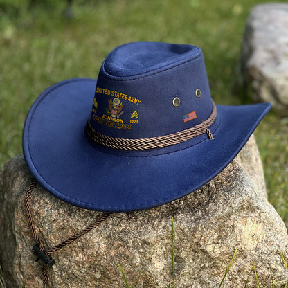 Strong Veteran - Personalized Veteran Wide Brim Cowboy Hat