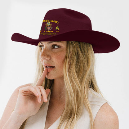 Strong Veteran - Personalized Veteran Wide Brim Cowboy Hat