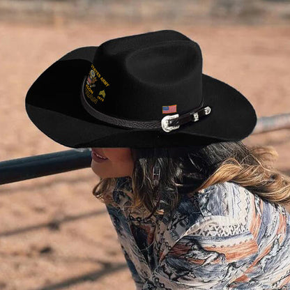 Strong Veteran - Personalized Veteran Wide Brim Cowboy Hat