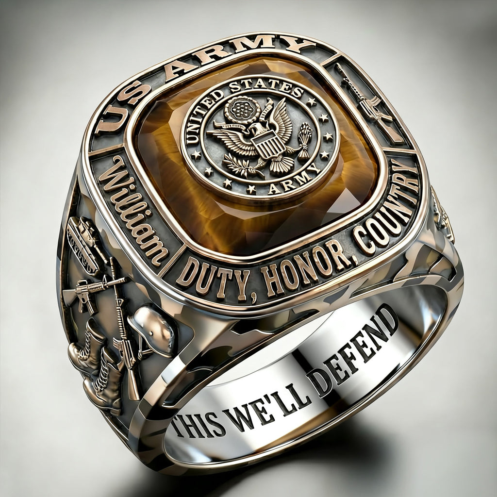 This We'll Defend - Personalized Veteran Signet Ring