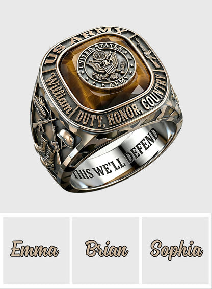 This We'll Defend - Personalized Veteran Signet Ring