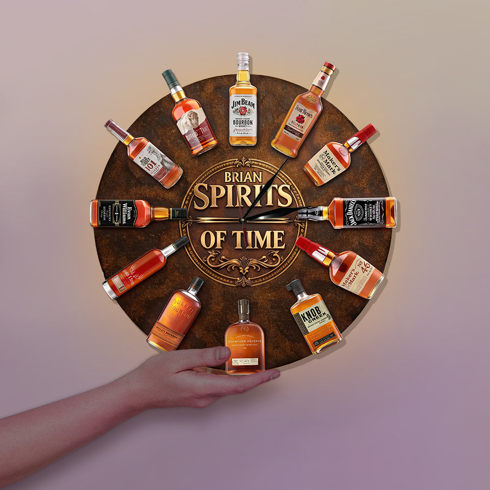 Whiskey Bourbon Lover Gift - Personalized Whisky LED Light Wall Clock