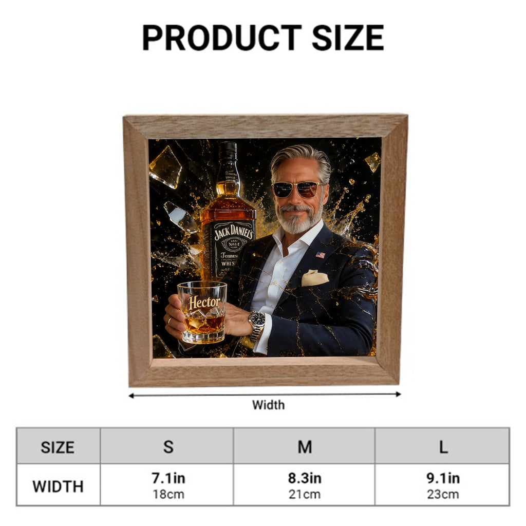 Shatter Whiskey Bottle Art - Personalized Whisky Wooden Frame LED Light