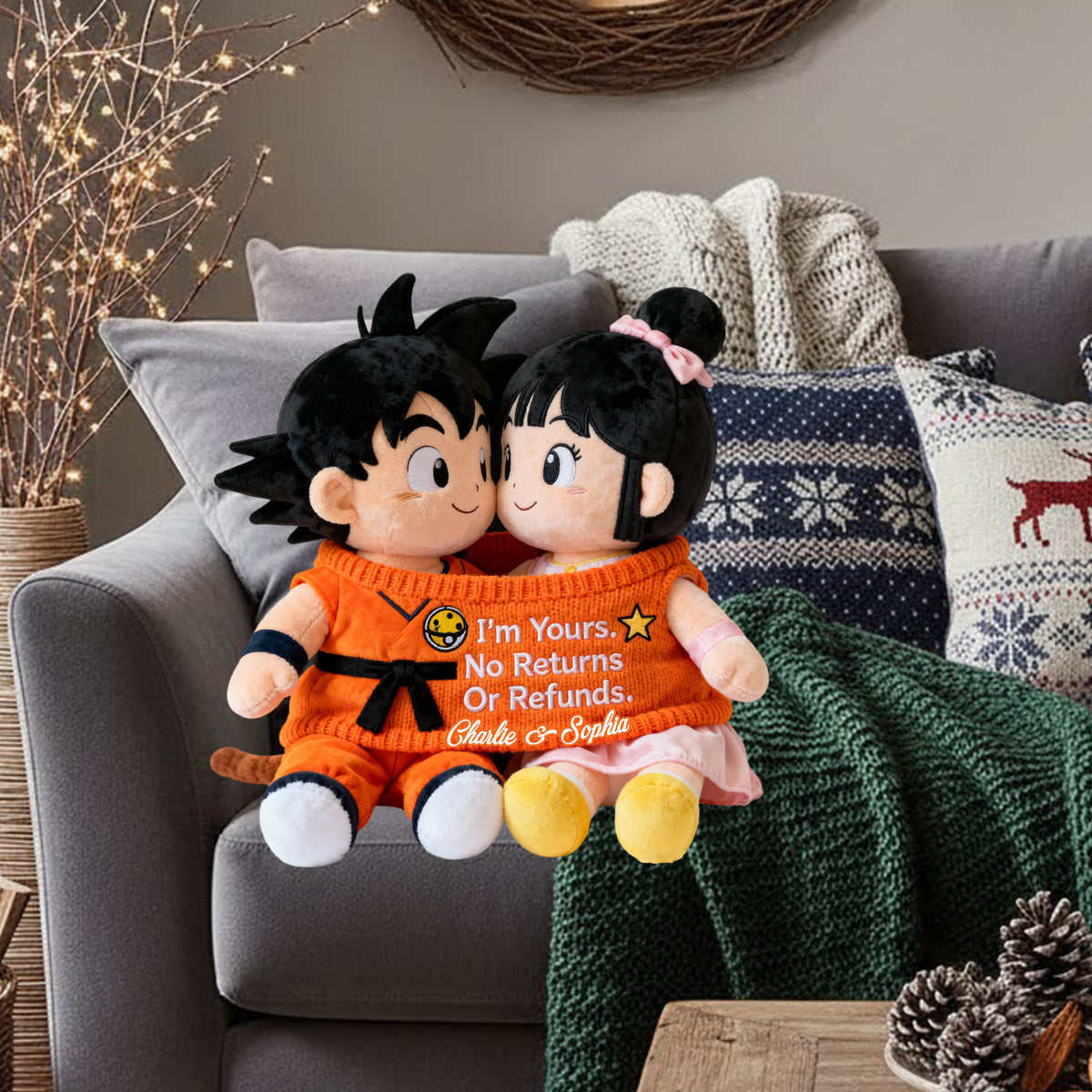 I'm Yours No Returns - Personalized Seven Balls Faux Fur Shaped Pillow