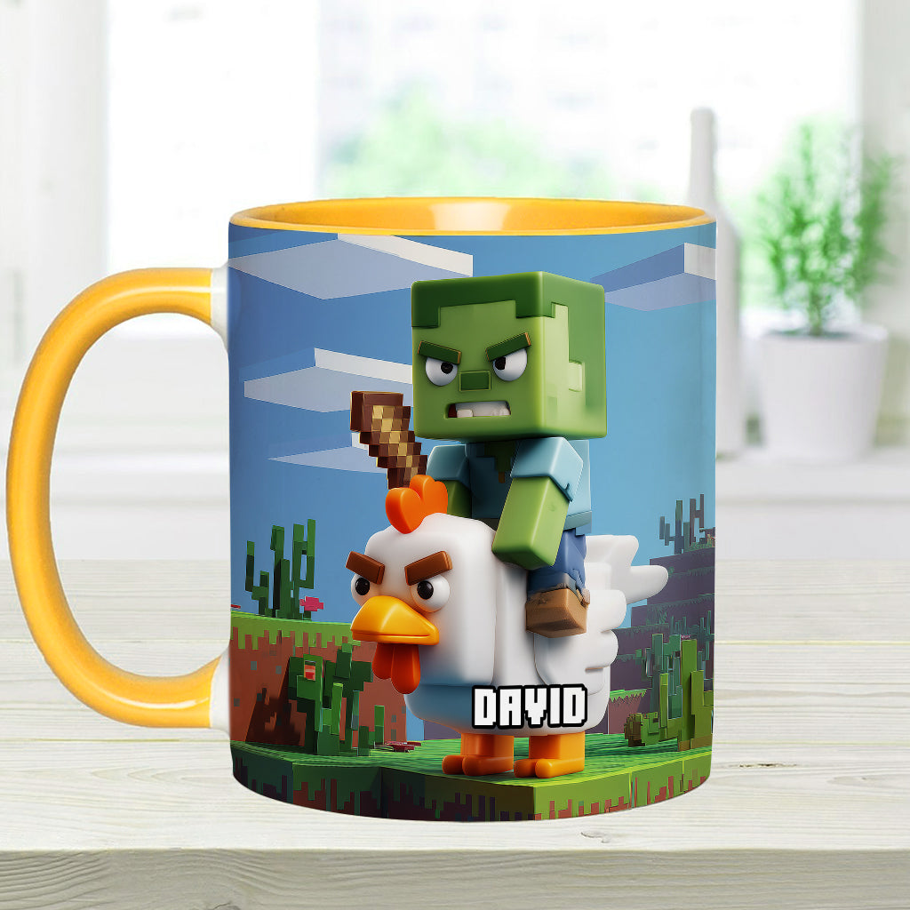 Chicken Jockey! - Personalized Block World Accent Mug