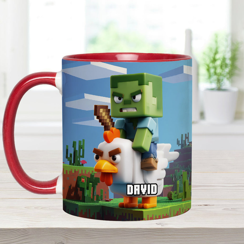 Chicken Jockey! - Personalized Block World Accent Mug