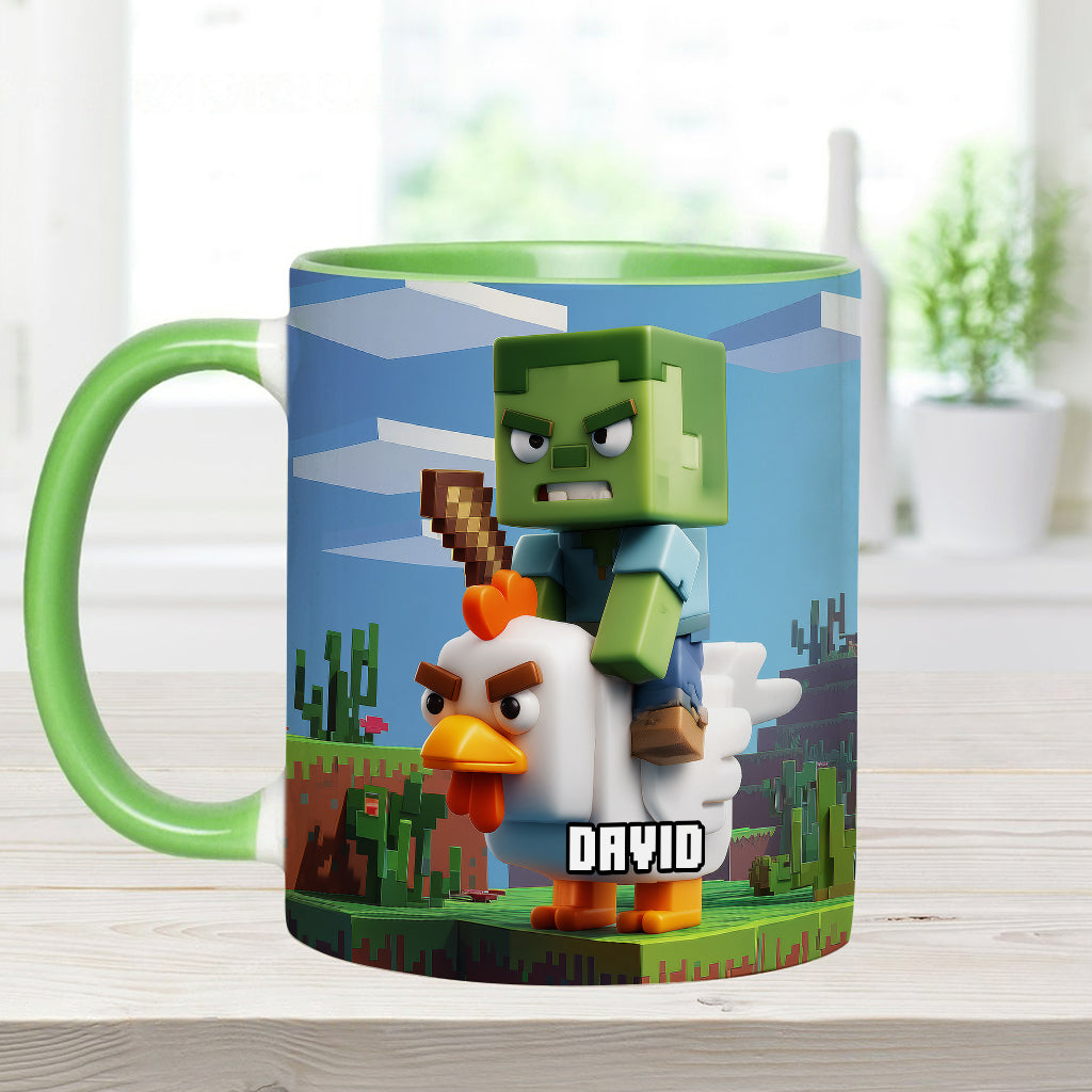 Chicken Jockey! - Personalized Block World Accent Mug
