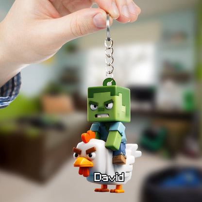 Chicken Jockey! - Personalized Block World Keychain
