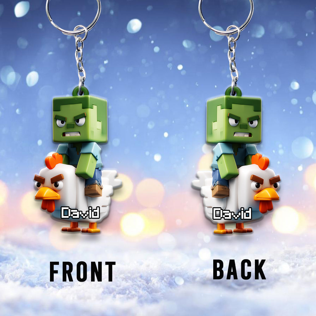 Chicken Jockey! - Personalized Block World Keychain