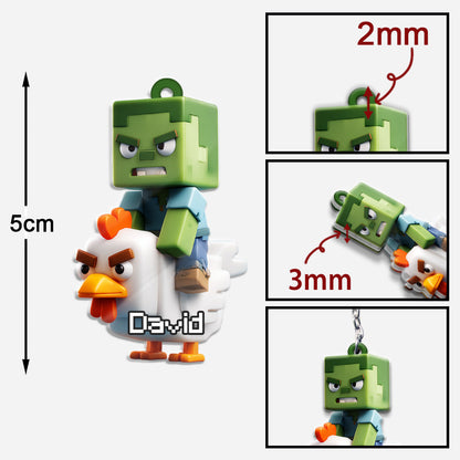Chicken Jockey! - Personalized Block World Keychain