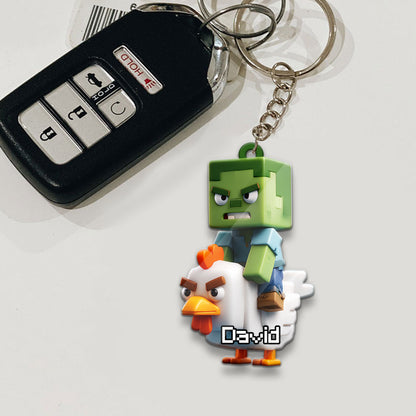Chicken Jockey! - Personalized Block World Keychain