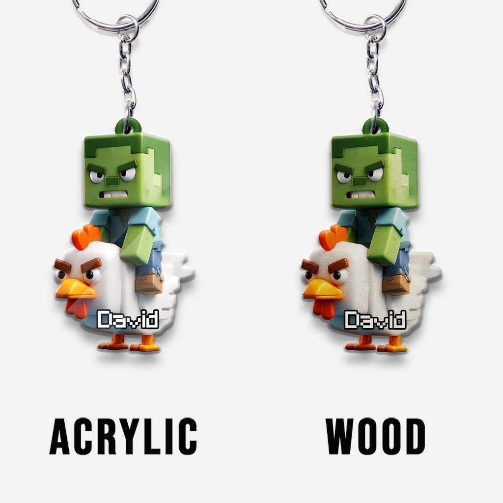Chicken Jockey! - Personalized Block World Keychain