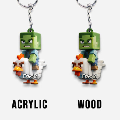 Chicken Jockey! - Personalized Block World Keychain