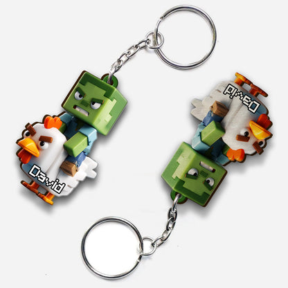Chicken Jockey! - Personalized Block World Keychain