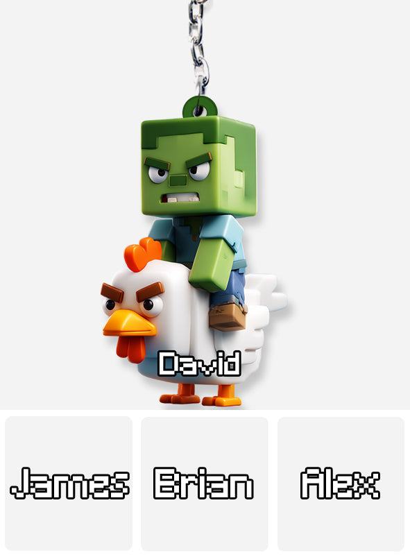Chicken Jockey! - Personalized Block World Keychain