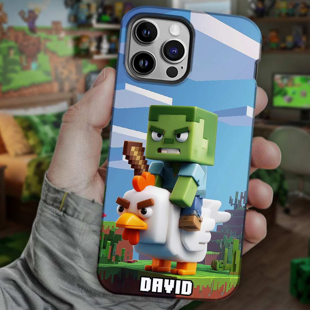 Chicken Jockey! - Personalized Block World Full Print Phone Case