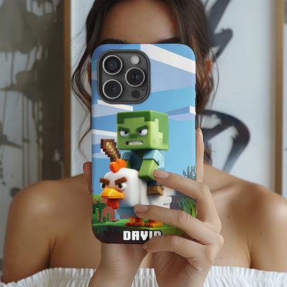 Chicken Jockey! - Personalized Block World Full Print Phone Case