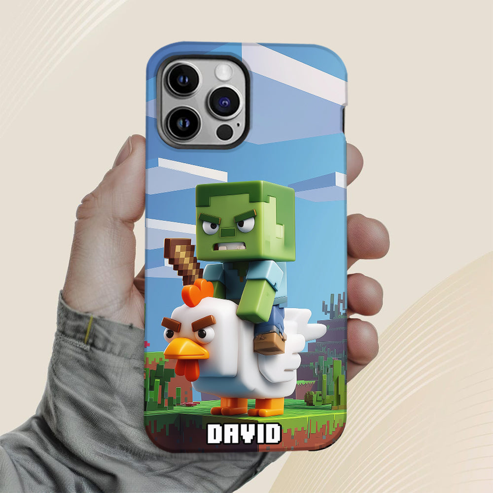 Chicken Jockey! - Personalized Block World Full Print Phone Case