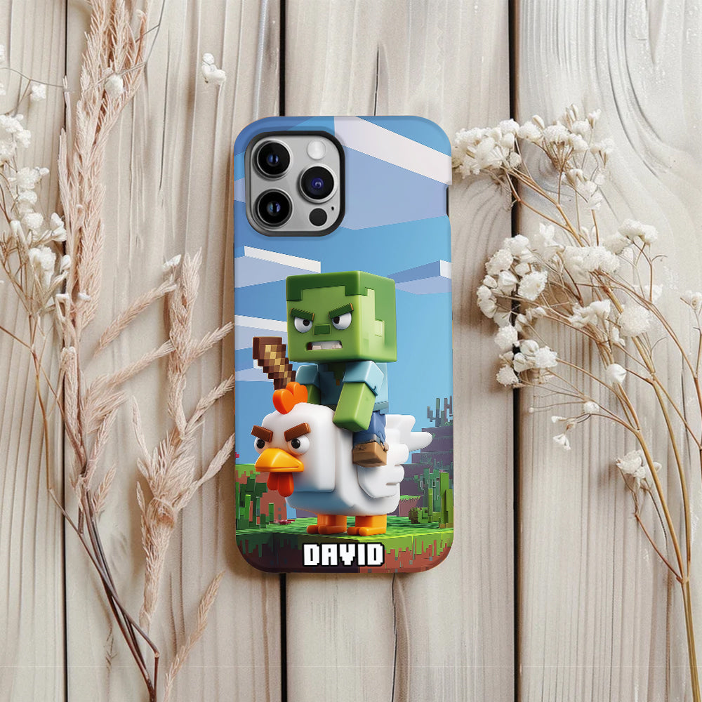 Chicken Jockey! - Personalized Block World Full Print Phone Case