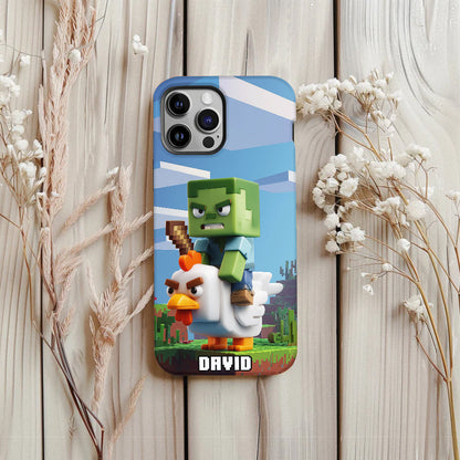 Chicken Jockey! - Personalized Block World Full Print Phone Case