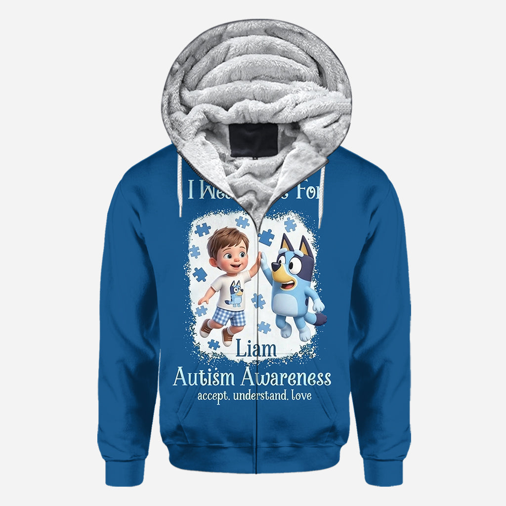 I Wear Blue For - Personalized Autism Awareness All Over Shirt
