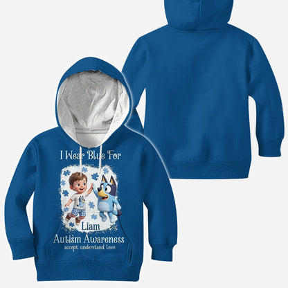 I Wear Blue For - Personalized Autism Awareness All Over Shirt