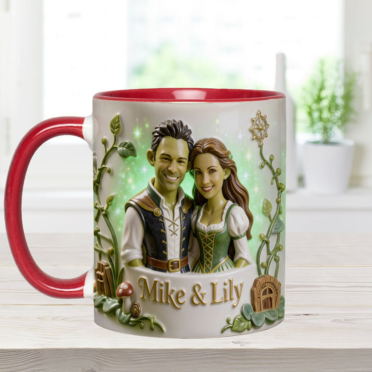 Green Ogre Character - Personalized Shrek Set Accent Mug with Acrylic Stirrers