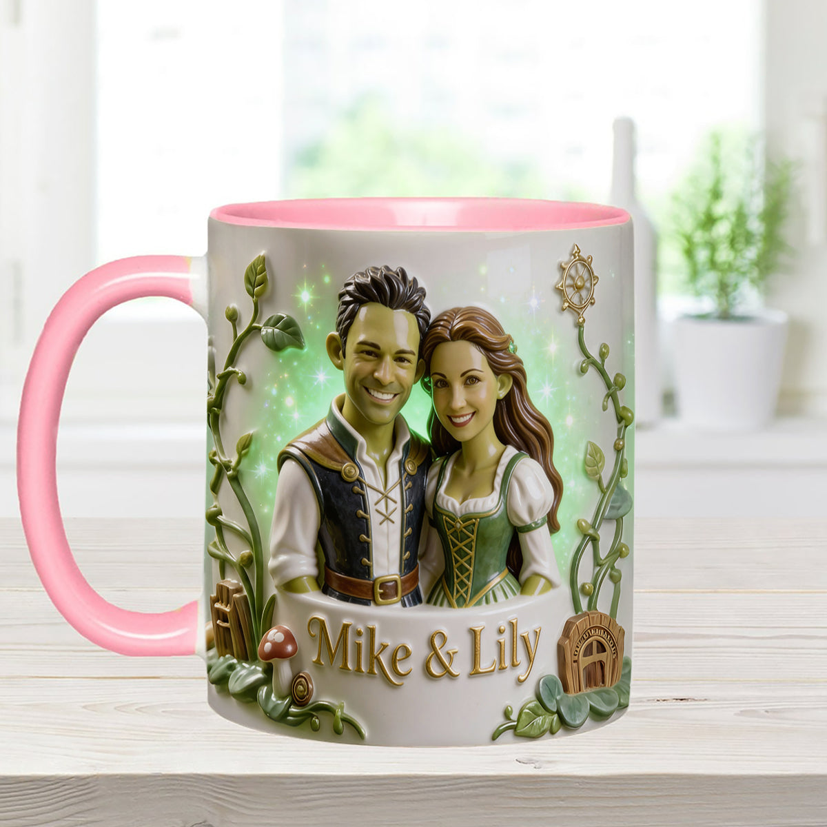 Green Ogre Character - Personalized Shrek Set Accent Mug with Acrylic Stirrers