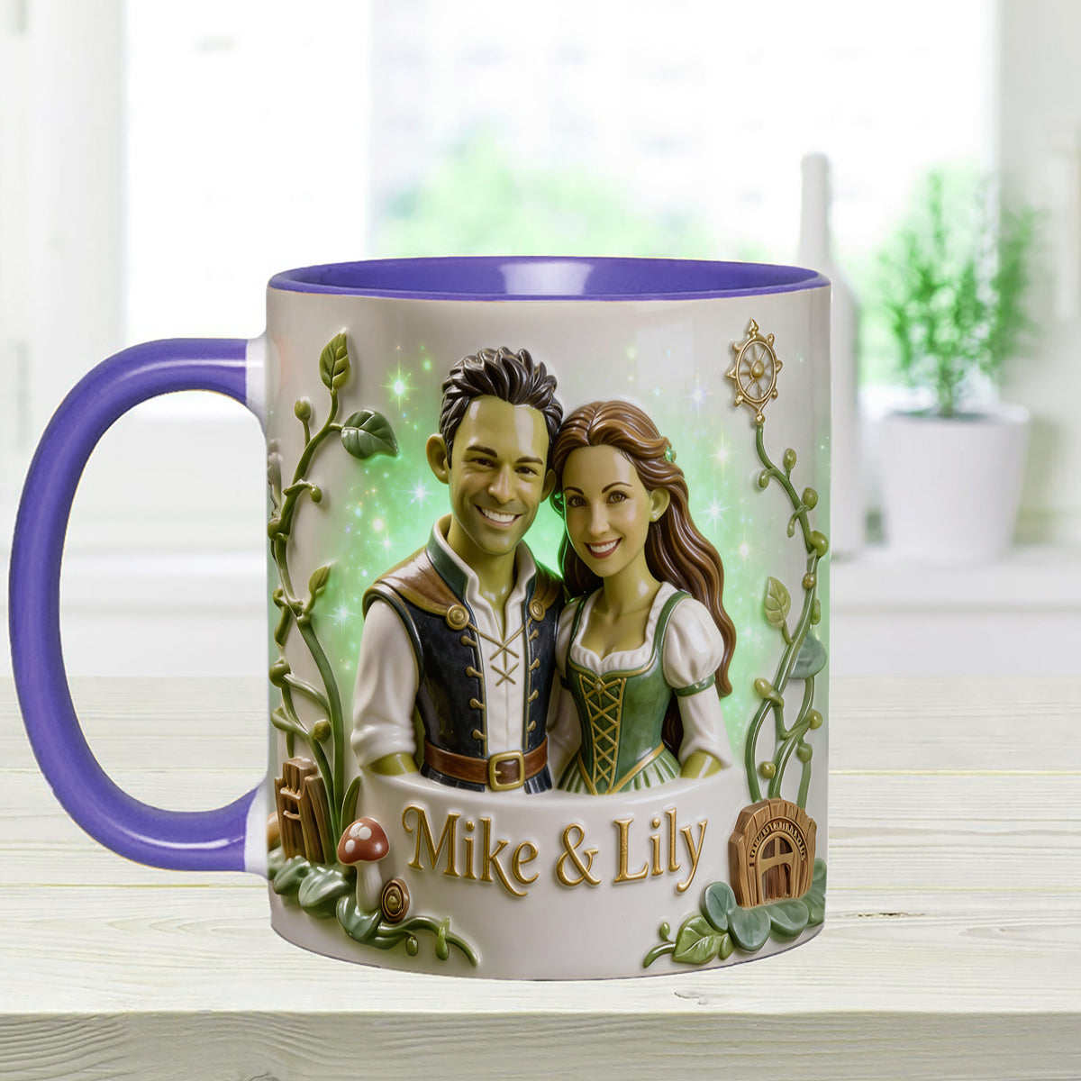 Green Ogre Character - Personalized Shrek Set Accent Mug with Acrylic Stirrers