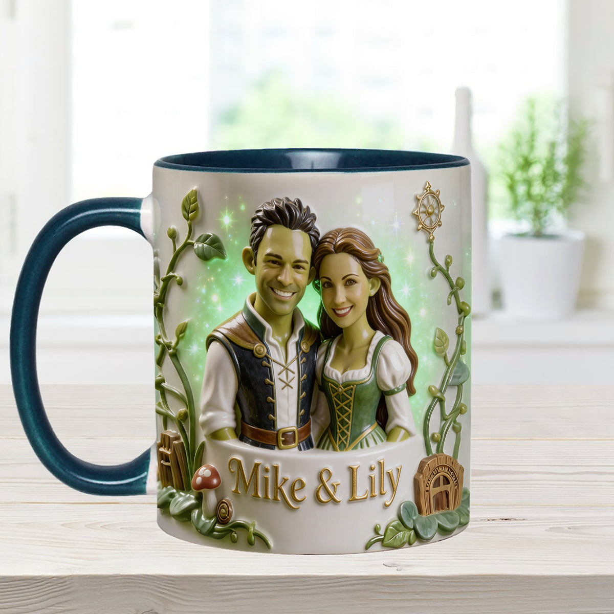 Green Ogre Character - Personalized Shrek Set Accent Mug with Acrylic Stirrers