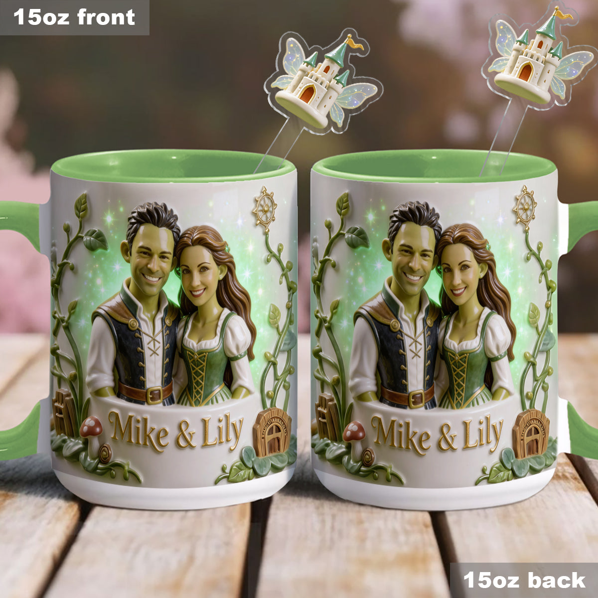 Green Ogre Character - Personalized Shrek Set Accent Mug with Acrylic Stirrers