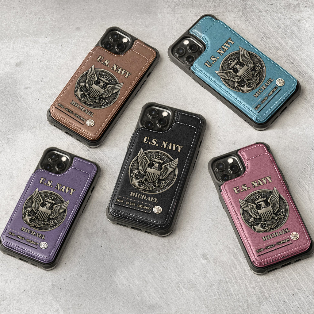 Honor, Courage, Commitment - Personalized Veteran Wallet Phone Case
