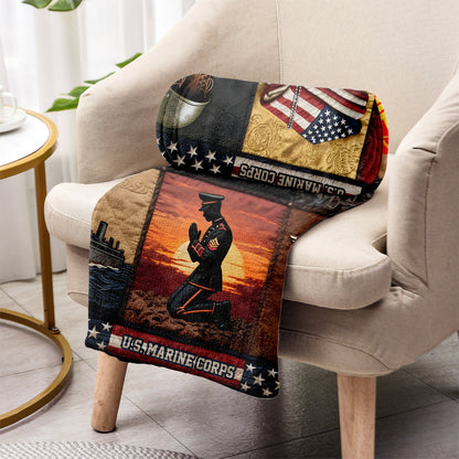 I Volunteered To Be A Marine - Personalized Veteran Blanket