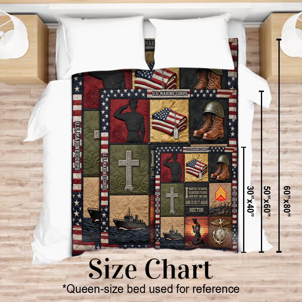 I Volunteered To Be A Marine - Personalized Veteran Blanket