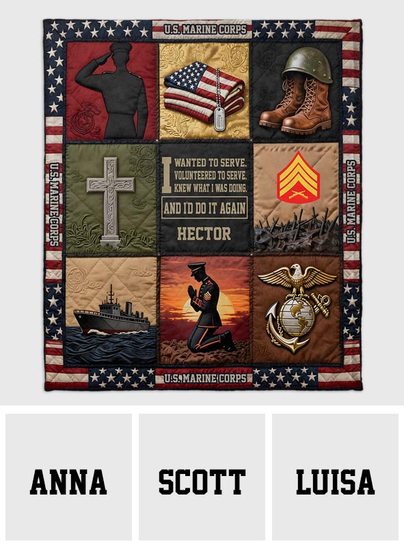 I Volunteered To Be A Marine - Personalized Veteran Blanket