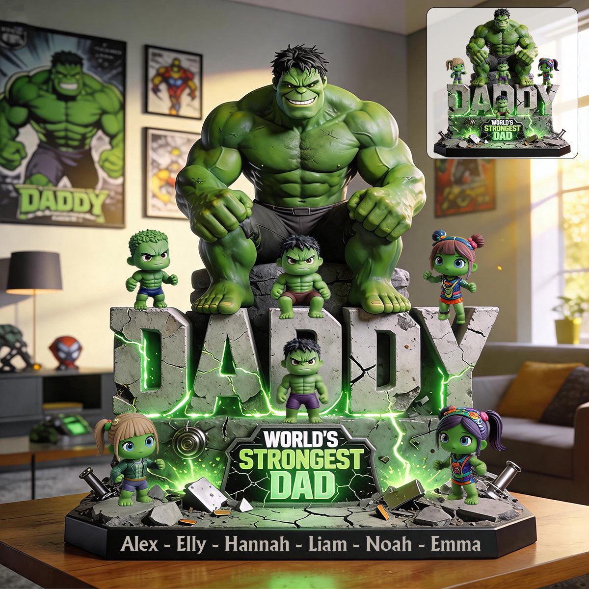 Big Green Monster, Super Dad - Personalized Marvelous Universe Custom Shaped Acrylic Plaque