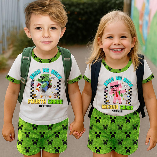 Bruh We Back - Personalized Block World Kid T-shirt & Shorts